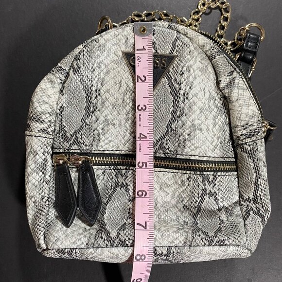 Guess Mini Petite Backpack Chain Strap Snake Print Faux Leather - Picture 7 of 8